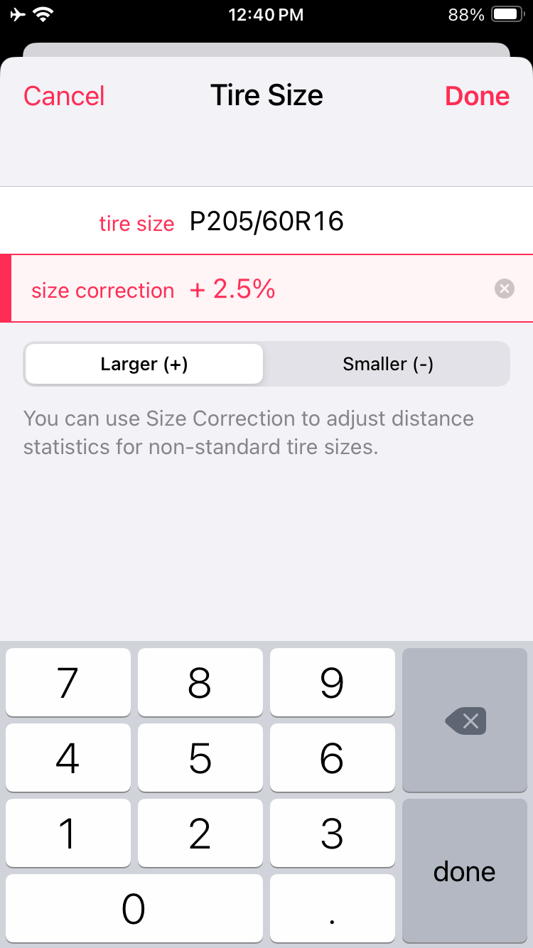 Tire Size and Correction Factor