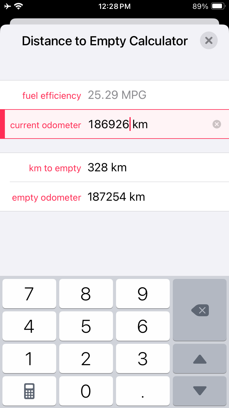 Distance To Empty Calculator